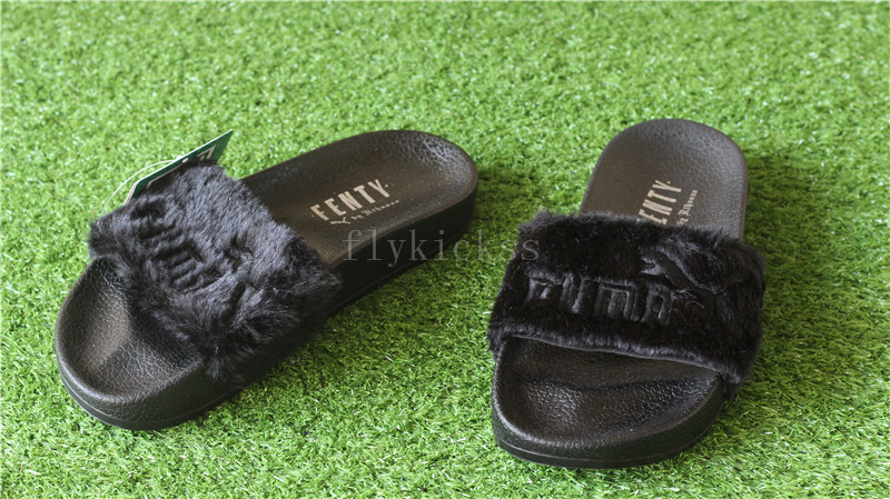 Puma Leadcat Fenty Fur Slide Black